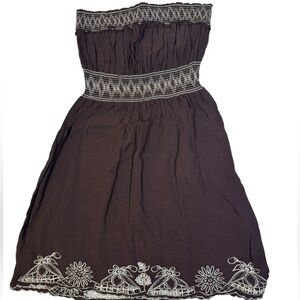 American‎ Rag Strapless Brown Embroidered top Size S